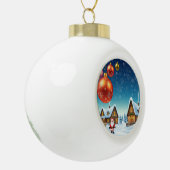 ラブリークよくはしゃぐリスマスデザイン セラミックボールオーナメント (左)