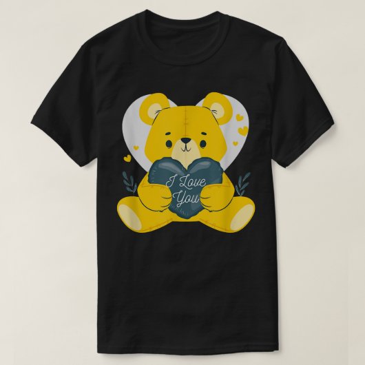 ラブリークマとハート私はあなたを愛するバレンタインギフトM Tシャツ (デザイン正面)