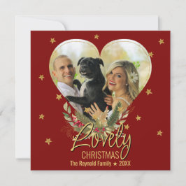 ラブリークリスマスフォトハート金ゴールドグリッタースターレッド シーズンカード
