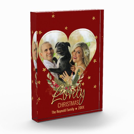 ラブリークリスマスフォトハート金ゴールドグリッタースターレッド フォトブロック (左)