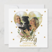 ラブリークリスマスフォトハート金ゴールドグリッタースター シーズンカード (正面)
