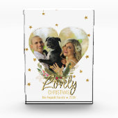 ラブリークリスマスフォトハート金ゴールドグリッタースター フォトブロック (正面)