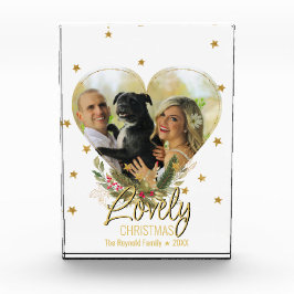 ラブリークリスマスフォトハート金ゴールドグリッタースター フォトブロック