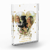 ラブリークリスマスフォトハート金ゴールドグリッタースター フォトブロック (左)