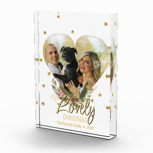 ラブリークリスマスフォトハート金ゴールドグリッタースター フォトブロック (右)