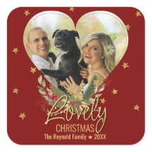 ラブリークリスマス金ゴールドグリッタースターハートフォトレッド