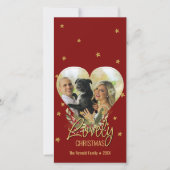 ラブリークリスマス金ゴールドハートフォトグリッタースターレッド (正面)