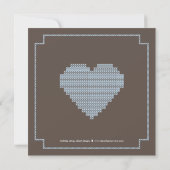 ラブリークロスステッチベビーシャワー招待状-青 招待状 (裏面)