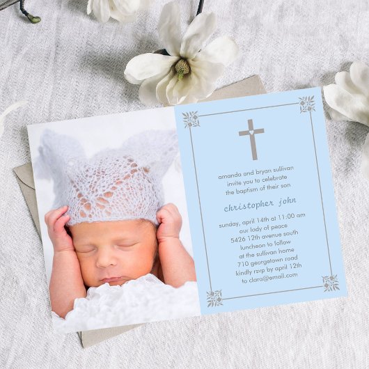 ラブリークロスフォトバプテスマ/《キリスト教》洗礼式や命名式招待状 招待状