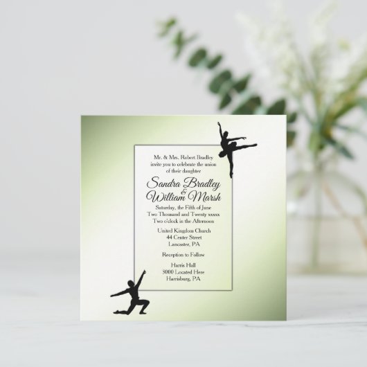 ラブリーグリーンバレエダンサー結婚式招待状 招待状 (スタンド正面)