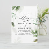 ラブリーグリーンリーブラックカリグラフィー招待状 招待状 (スタンド正面)