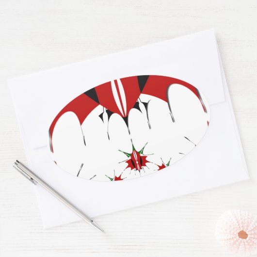 ラブリーケニアシールドフラッグベクトルアートデザインプリント 楕円形シール (封筒)