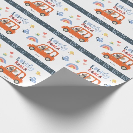 ラブリーコアラ小さな女の子ファーストネームかわいい動物 ラッピングペーパー (角)