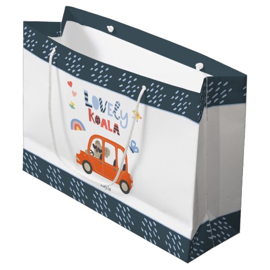 ラブリーコアラ小さな女の子ファーストネームかわいい動物 ラージペーパーバッグ (正面アングル)