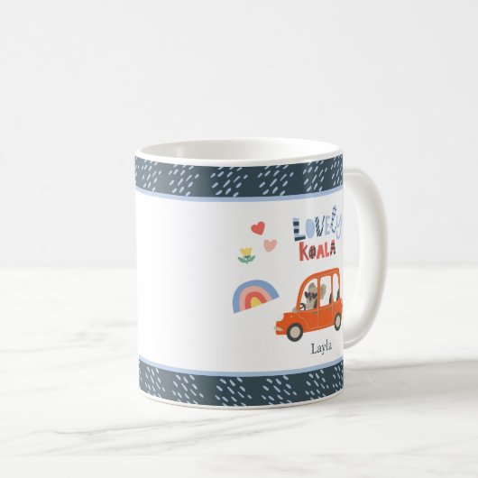 ラブリーコアラ小さな女の子ファーストネームかわいい動物Co コーヒーマグカップ (正面右)