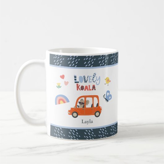 ラブリーコアラ小さな女の子ファーストネームかわいい動物Co コーヒーマグカップ (左)