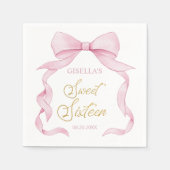 ラブリーコケットピンクリボン弓スウィート16 16 スタンダードカクテルナプキン (正面)