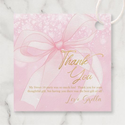 ラブリーコケットピンクリボン弓スウィート16 16 フェイバータグ (裏面)