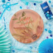 ラブリーコーラルピーチウォーターカラー ペーパープレート (パーティー)