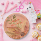 ラブリーコーラルピーチウォーターカラー ペーパープレート (パーティー)