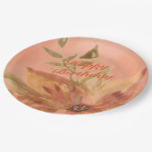 ラブリーコーラルピーチウォーターカラー ペーパープレート (アングル)