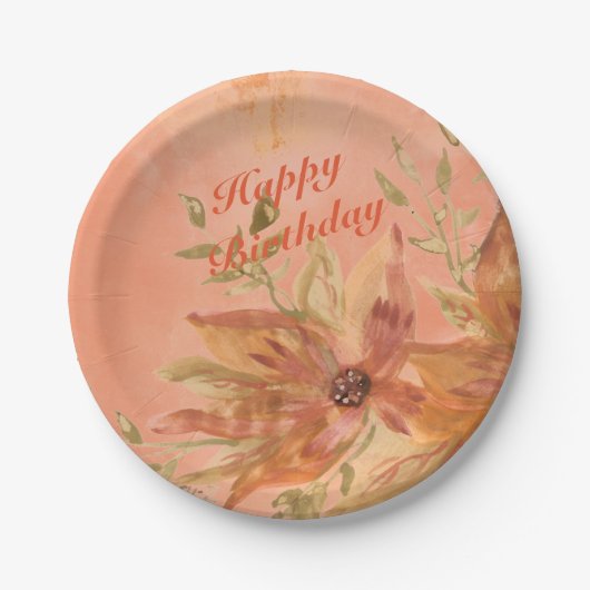 ラブリーコーラルピーチウォーター紙製品 ペーパープレート (正面)