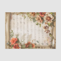 ラブリーコーラルフラワーズヴィンテージスタイルミュージックシート