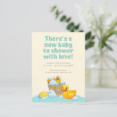 ラブリーゴムダッキー（アヒルちゃん）ベビーシャワー招待状 案内ポストカード (スタンド正面)