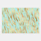 ラブリーゴールデンアニマルプリントミントバックグラウンド ラッピングペーパーシート (正面)