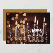 ラブリーゴールデンハヌカーハヌカー(ユダヤ教の祭り)(ユダヤ教)メノラーライト 招待状 (正面/裏面)