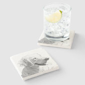 ラブリーゴールデンレトリエバーマーブルコースター ストーンコースター (横)