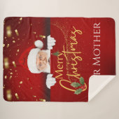 ラブリーサンタクロースメリークリスマスカスタム文字 シェルパブランケット (正面(横))