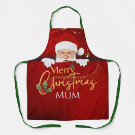 ラブリーサンタクロースメリークリスマス文字カスタム エプロン