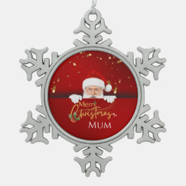 ラブリーサンタクロースメリークリスマス文字カスタム スノーフレークピューターオーナメント