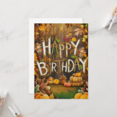 ラブリーシお洒落ーズンオータム秋ハッピーバースデー カード (正面/裏面インサイチュ)