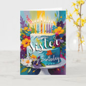 ラブリーシスターハッピーバースデーケーキ誕生日 カード (黄色い花)