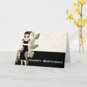 ラブリーシックな女性ハッピーバースデーグリーティングカード カード (黄色い花)