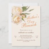 ラブリーシックホワイトローゼクリームマザーズデイブランチ 招待状 (正面)