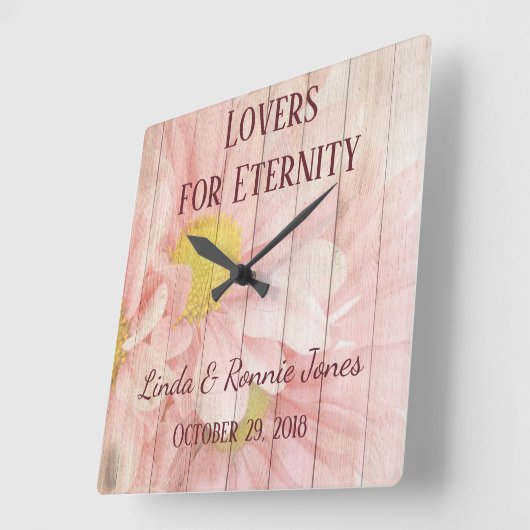 ラブリーシック結婚フローラ スクエア壁時計 (傾斜)