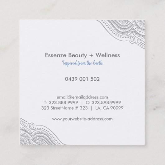 ラブリーシルバーグレーペイズリーマンダラ スクエア名刺 (裏面)