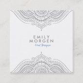ラブリーシルバーグレーペイズリーマンダラ スクエア名刺 (正面)