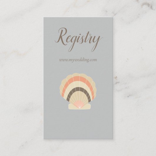 ラブリーシーシェルビーチ結婚をテーマにしたレジストリ エンクロージャーカード (正面)