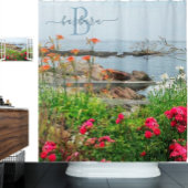 ラブリーシーニックガーデンシースケープモノグラム名 シャワーカーテン