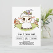 ラブリーシープお洒落デジタル誕生日 招待状 (スタンド正面)