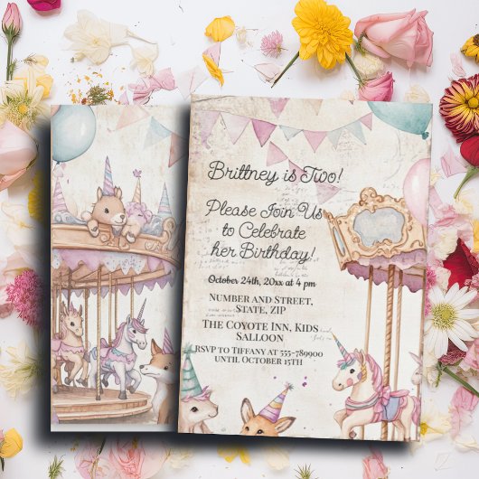 ラブリージャーナルページと動物の2nd誕生日パーティー 招待状