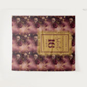 ラブリースウィート16赤面ブルゴーニュ金ゴールド背景 タペストリー (正面(横))