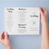 ラブリースクリプトトリフォールド結婚式 プログラム チラシ (手)