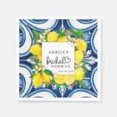 ラブリースクリプトハート |レモン |ブライダルシャワーナプキン スタンダードカクテルナプキン (正面)