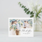 ラブリースクリプトブラック2枚フォトコラージュありがとう ポストカード (スタンド正面)