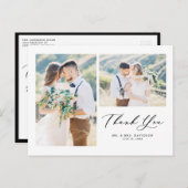 ラブリースクリプトブラック2枚フォトコラージュありがとう ポストカード (正面/裏面)